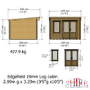 Edgefield Log Cabin in 19mm Logs - 2 Sizes Available