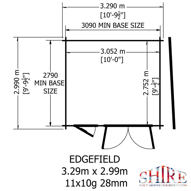 Edgefield Log Cabin in 19mm Logs - 2 Sizes Available