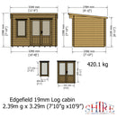 Edgefield Log Cabin in 19mm Logs - 2 Sizes Available