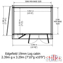 Edgefield Log Cabin in 19mm Logs - 2 Sizes Available