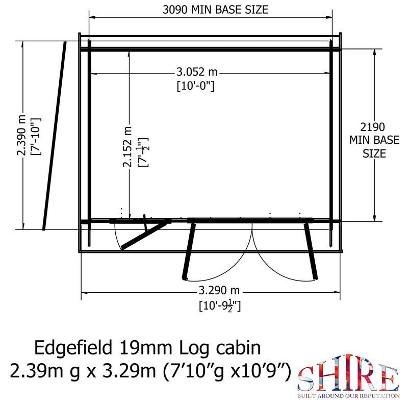 Edgefield Log Cabin in 19mm Logs - 2 Sizes Available