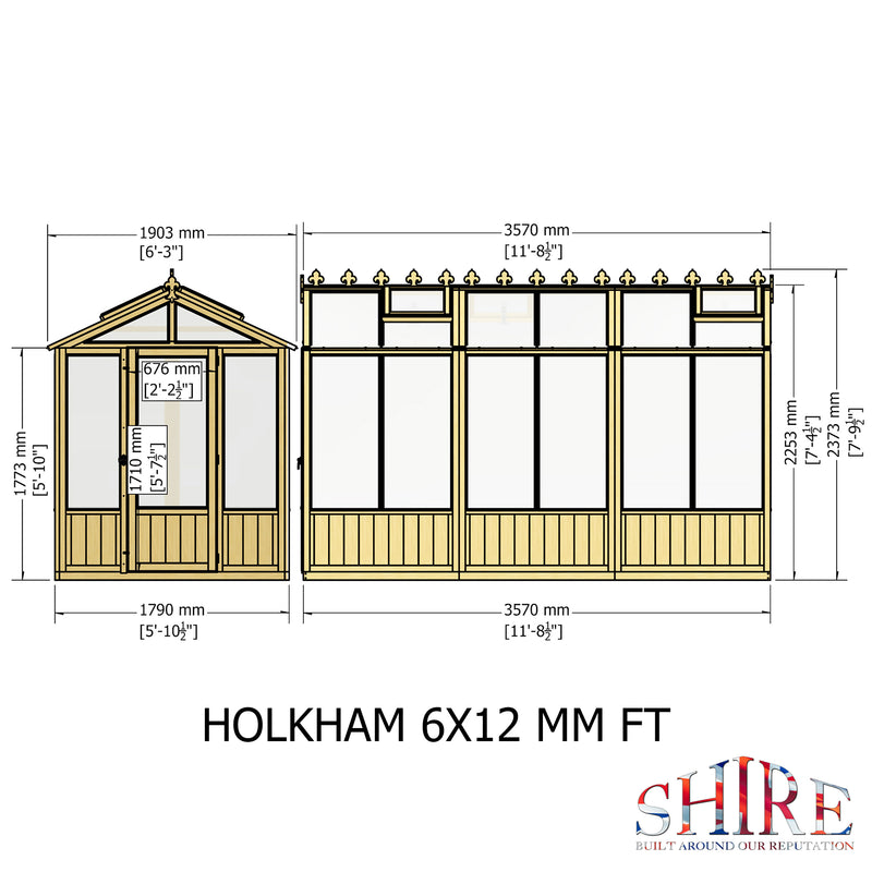 Holkham Greenhouse 6'x12'