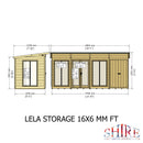 Lela Pent Summerhouse 16'x6' in T&G - Including 4ft Storage