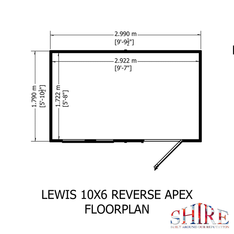 Lewis (10' x 6') T&G Reverse Apex Shed