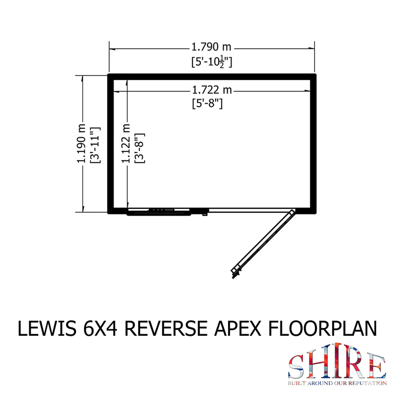 Lewis (6' x 4') T&G Reverse Apex Shed