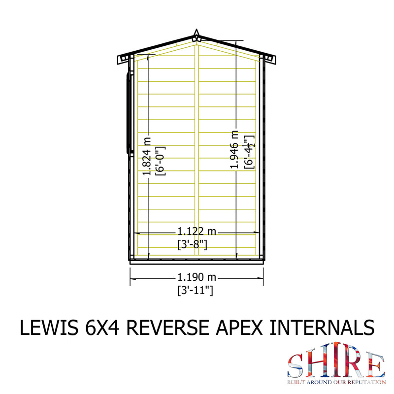 Lewis (6' x 4') T&G Reverse Apex Shed