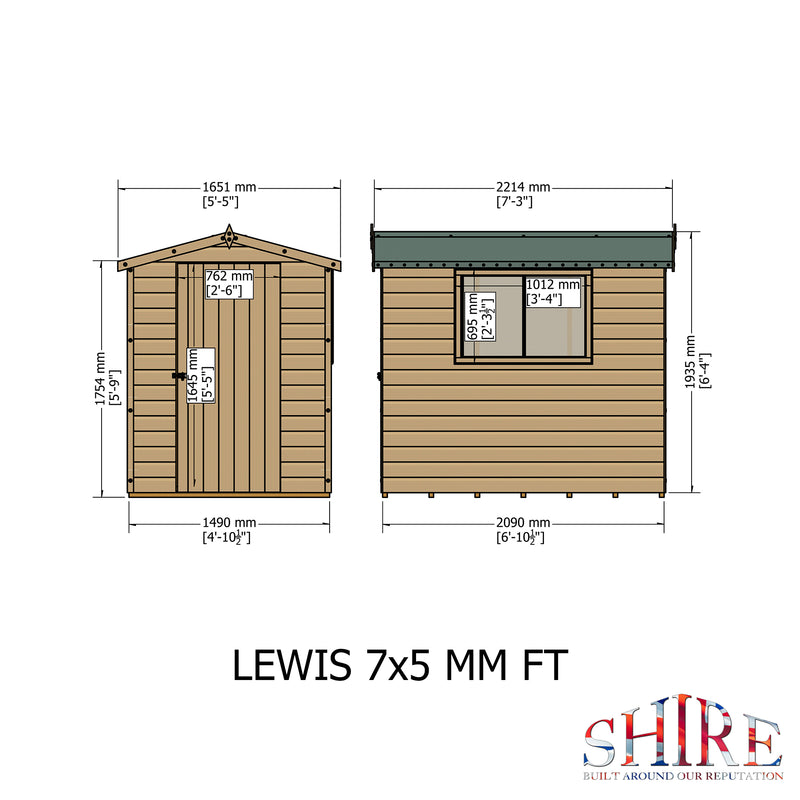 Lewis (6' x 4') Professional Storage Apex Shed