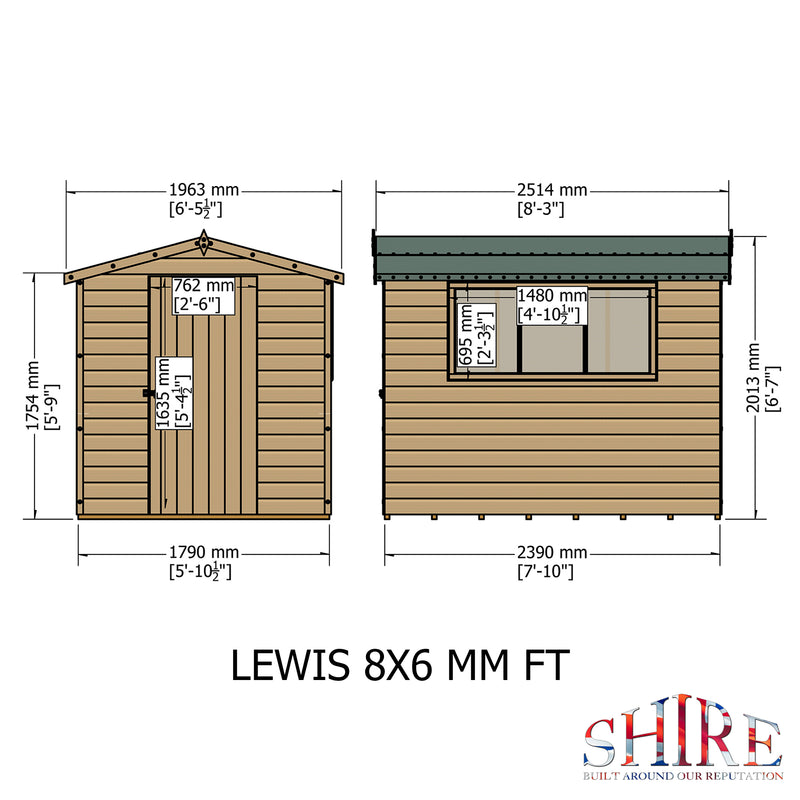 Lewis (8' x 6') Professional Storage Apex Shed