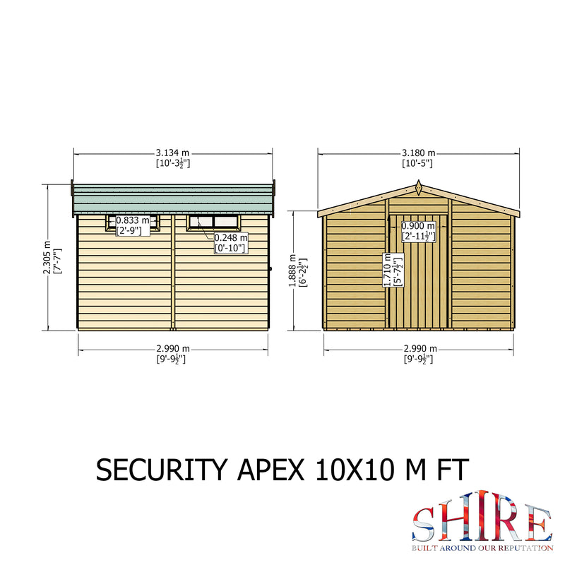 Goodwood Security (10' x 10') Professional Tongue and Groove Apex Shed