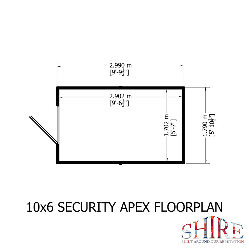 Goodwood Security (10' x 6') Professional Tongue and Groove Apex Shed