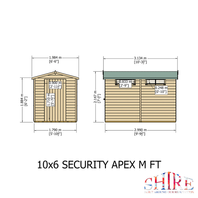 Goodwood Security (10' x 6') Professional Tongue and Groove Apex Shed