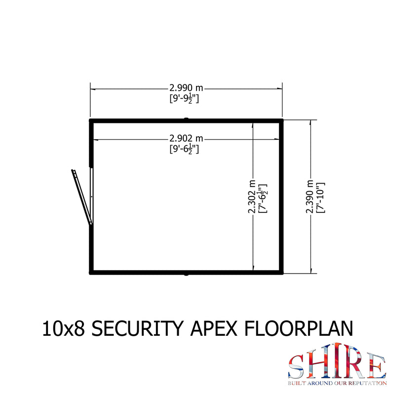 Goodwood Security (10' x 8') Professional Tongue and Groove Apex Shed