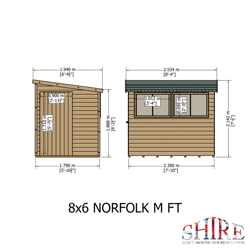 Goodwood Norfolk (8' x 6') Professional Tongue and Groove Pent Shed