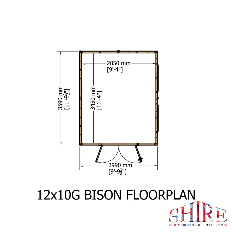 Goodwood Bison Workshop (12' x 10') Professional Tongue and Groove Apex Shed