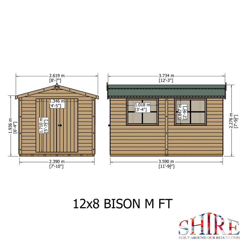 Goodwood Bison Workshop (12' x 8') Professional Tongue and Groove Apex Shed