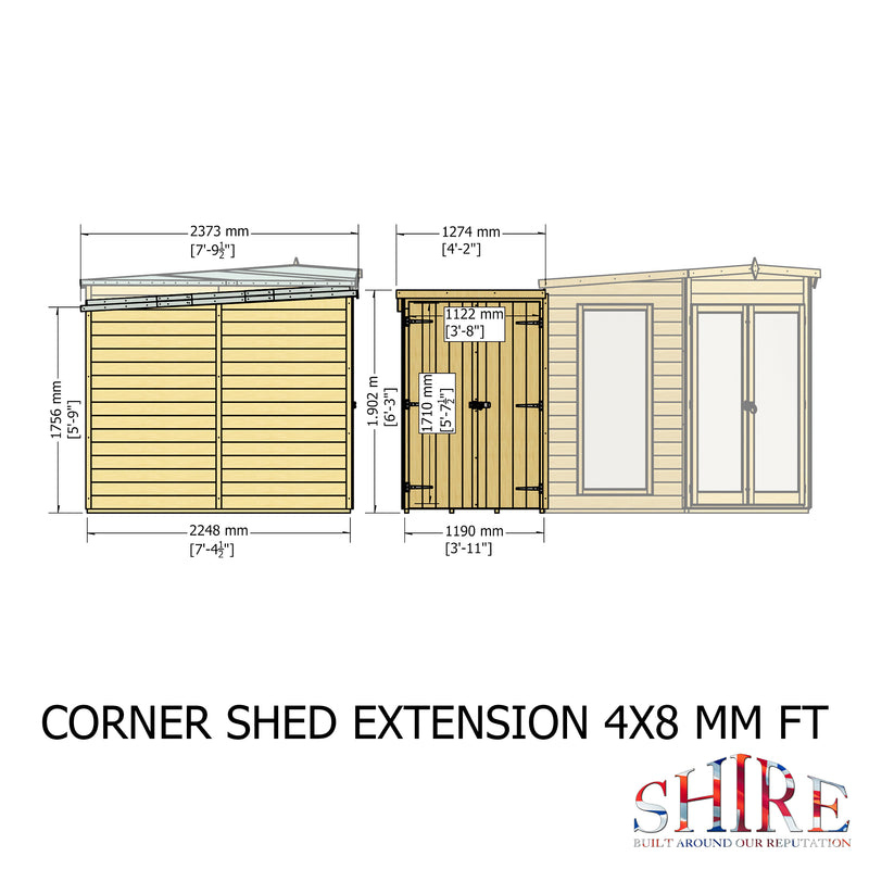 Hampton Summerhouse with Side Storage (8' x 12')