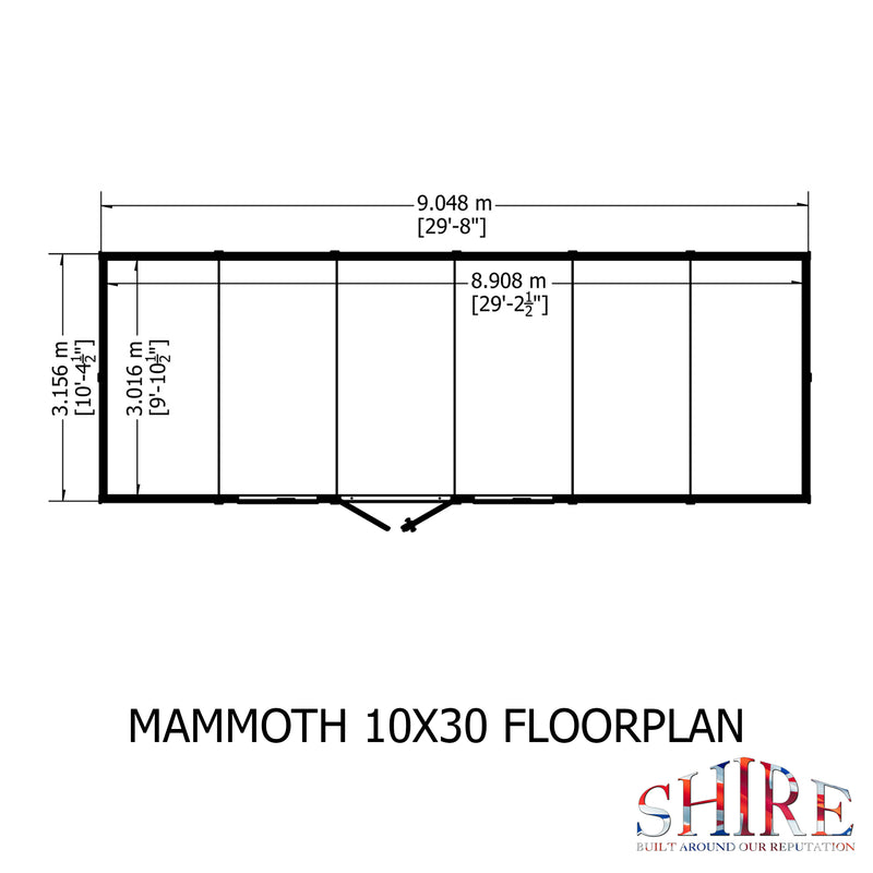 Goodwood Mammoth (10' x 30') Professional Tongue and Groove Apex Shed