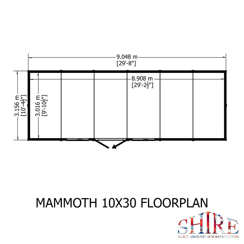 Goodwood Mammoth (10' x 30') Professional Tongue and Groove Apex Shed