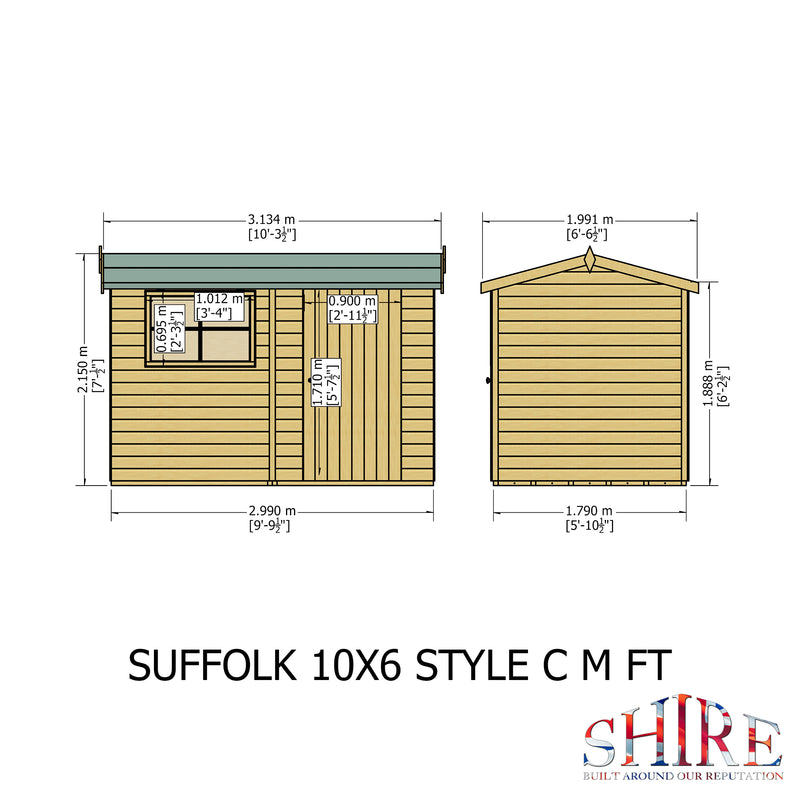 Goodwood Suffolk (10' x 6') Professional Tongue and Groove Shed