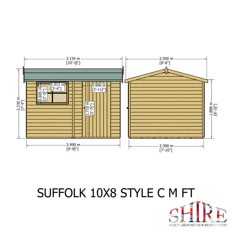 Goodwood Suffolk (10' x 8') Professional Tongue and Groove Shed