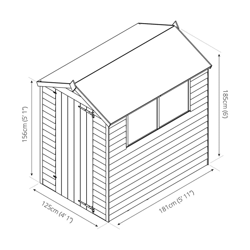 6'x4' Overlap Apex Shed