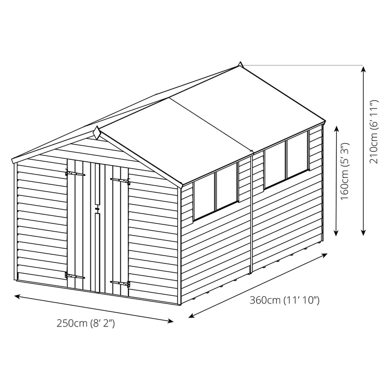 12'x8' Overlap Apex Shed