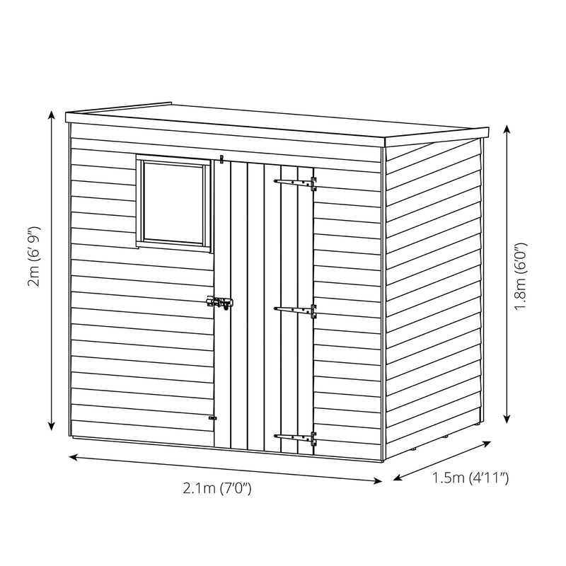 7'x5' Overlap Pent Shed