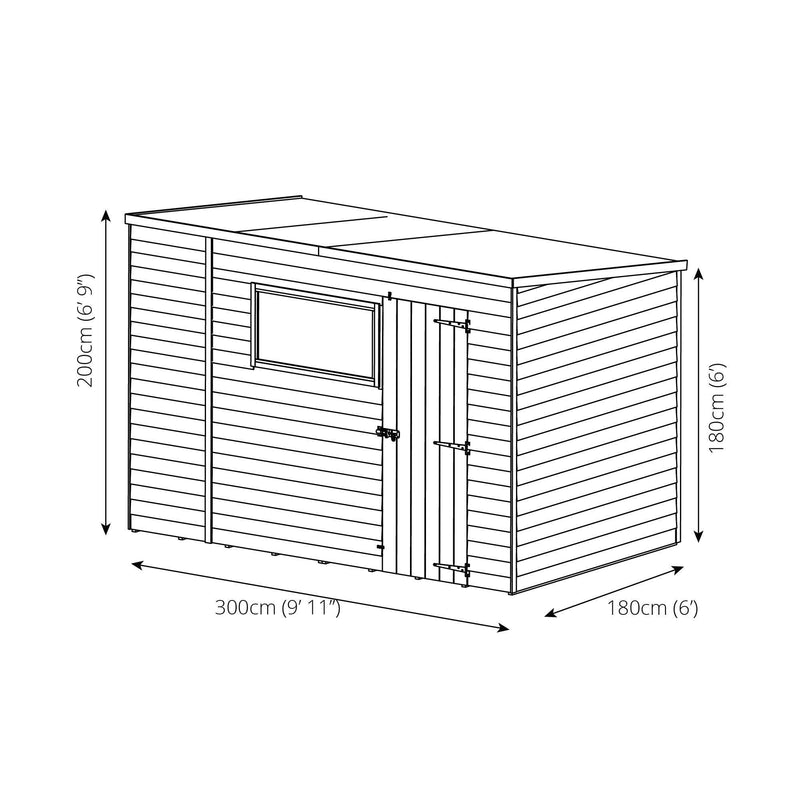 10'x6' Overlap Pent Shed