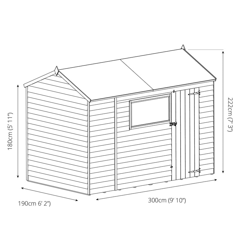 10'x6' Overlap Reverse Apex Shed